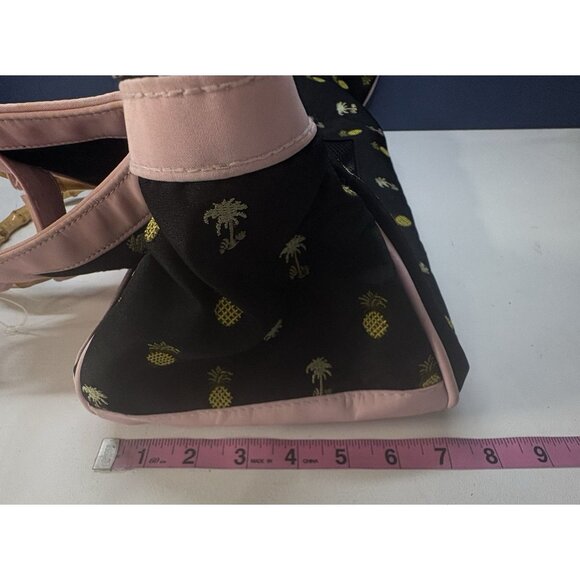 NEW YORK Dog Carrier Hand Held Embroidered Palm Trees Pineapple Bamboo Handle - Picture 10 of 13